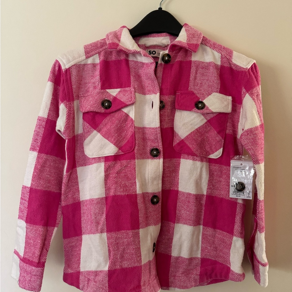 SO Kids Pink and White Checkered Button Down Shirt
